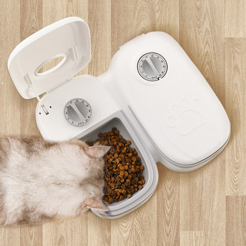 Distributeur automatique de croquettes 2-en-1 pour animal