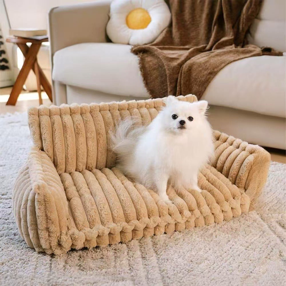 Chien confortablement installé sur le canapé-lit